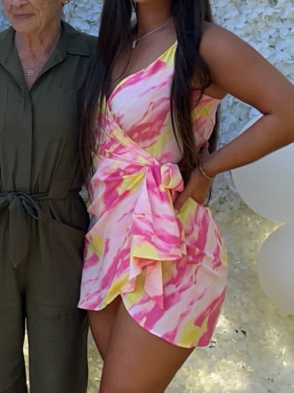 Pink & Yellow Tie-Dye Wrap Dress